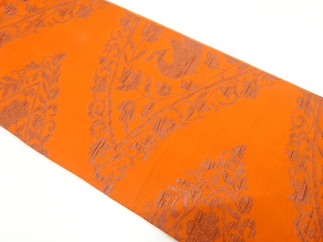 JAPANESE KIMONO / ANTIQUE FUKURO OBI / SILK / WOVEN FLOWER & BIRD